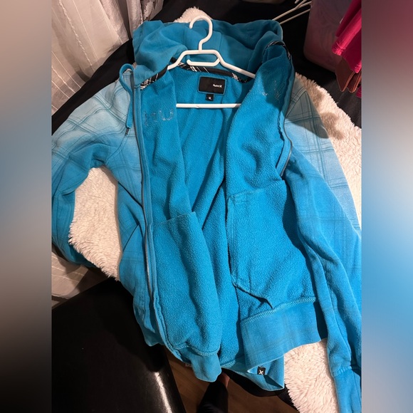 Hurley two toned baggy hooded zipper front sweatshirt distressed - Picture 9 of 10